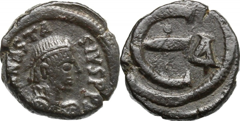 Anastasius I (491-518). AE Pentanummium, Constantinople mint. D/ [DN] ANASTASIVS...