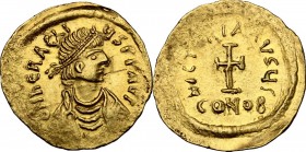 Heraclius (610-641). AV Tremissis, Constantinople mint. D/ dN hRACLIYS PP AVG. Diademed, draped and cuirassed bust right, beardless. R/ VICT[O]RIA AVG...