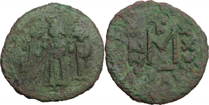 Heraclius (610-641). AE Follis, Ravenna mint. D/ Heraclius between Heraclius Con...