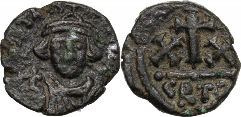 Constans II, with Constantine IV (641-668). AE Half Follis, Carthage mint. D/ Bu...