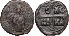 Michael IV, the Paphlagonian (1034-1041). AE Anonymous Follis. D/ Three-quarter lenght figure of Christ Antiphonetes standing facing, raising right ha...
