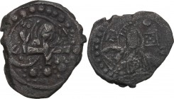 Anonymous Follis. Time of Alexius I (1081-1118). AE Follis. Class K overstruck on Class J (both attributed to Alexius I). Constantinople mint. Struck ...