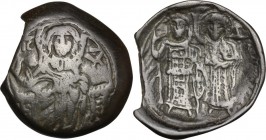 Theodore II, Ducas-Lascaris (?) (1254-1258). BI "Trachy", Magnesia mint (?). D/ Christ enthroned. R/ Theodore standingfacing, holding labarum-headed s...