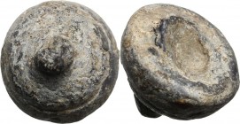 Leads from Ancient World. Greek Italy. Lead votive breast (?), VI-IV century BC. PB. g. 28.71 mm. 20.00 RR. Very rare and interesting.