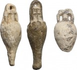 Leads from Ancient World. Greek Italy. Multiple lot of three (3) votive leads amphoras (g. 38.11; g. 33.89; g. 32.79). PB. Variously shaped and superb...
