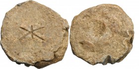 Leads from Ancient World. Roman Republic. PB circular weight (?), 4th century BC. D/ Barred X. R/ Blank. PB. g. 65.58 mm. 38.00 RRR. Apparently unpubl...