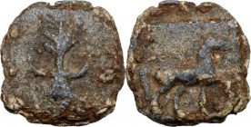 Leads from Ancient World. Roman Empire. PB Tessera. D/ Modius with grain ears (?). R/ Horse right. PB. g. 4.14 mm. 17.00 Good VF.