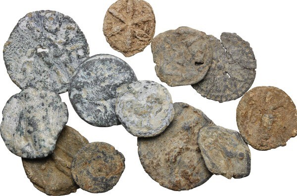 Leads from Ancient World. Roman Empire. Multiple lot of twelve (12) PB Tesserae,...