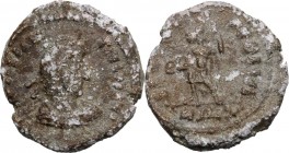 Leads from Ancient World. Roman Empire. Contantius II (337-361). D/ DN CONSTANTIVS PF AVG. Pearl-diademed, draped and cuirassed bust right. R/ SPES RE...