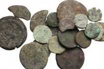 Roman Republic. Multiple lot of 20 coins, all AE but for a broken AR Victoriatus. Noted: 2 Half Units, Neapolis. AR/AE. F:About VF.