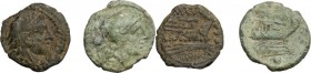 Roman Republic. Multiple lot of two (2) AE Denominations: Sextantal series, AE Uncia Cr. 56/7, g. 3,24; M. Vargunteius, AE Quadrans Cr. 257, 4, g. 2.9...