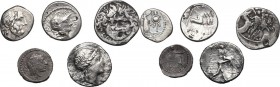 Roman Republic. Multiple lot of five (5) AR Coins, including Denarius of L. Plautius Plancus. AR. F:VF.