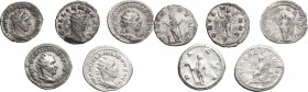 Roman Empire. From Philip I to Gallienus. Multiple lot of five (5) Antoniniani. Including Philip I (2), Trajan Decius, Volusian and Gallienus. AR/BI. ...