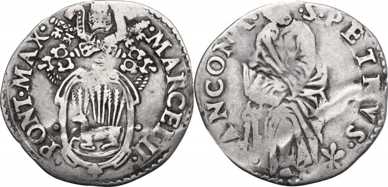 Ancona. Marcello II (1555), Marcello Cervini degli Spannocchi. Giulio, II tipo. ...