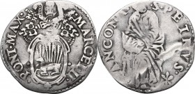 Ancona. Marcello II (1555), Marcello Cervini degli Spannocchi. Giulio, II tipo. Ser. 30/21a. M. 8. Dubbini-Mancinelli pag. 138 (2° tipo). Berm. 1033. ...