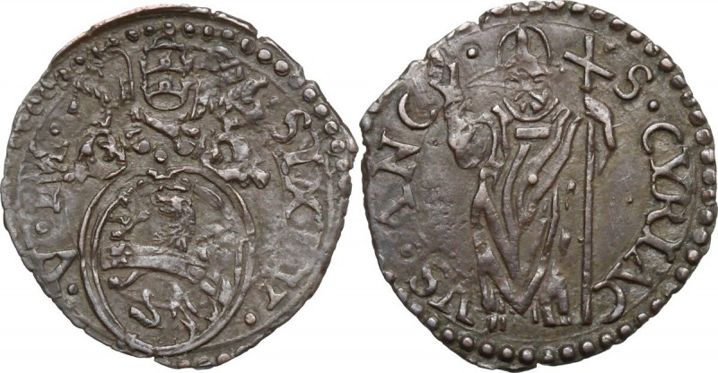 Ancona. Sisto V (1585-1590), Felice Peretti. Quattrino. CNI 98. M. 86. Dubbini-M...