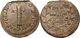 Ancona. Repubblica Romana (1798-1799). Due Baiocchi, sigle A P. CNI 1. M. 24. Bruni 4. AE. g. 18.80 mm. 35.00 R. SPL.