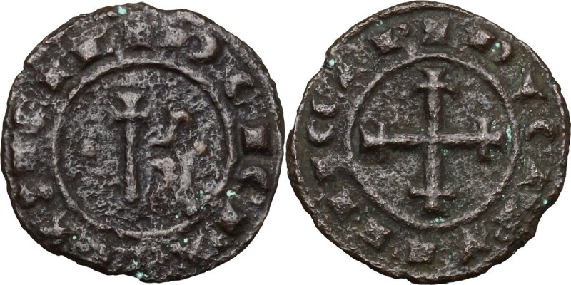 Brindisi. Carlo I d'Angiò (1266-1285). Doppio denaro. Sp. 28. MIR 336. MI. g. 1....