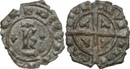 Brindisi o Messina. Carlo I d'Angiò (1266 -1282). Denaro con K circondata da due losanghe ai lati e da barre sopra e sotto. Sp. 31. MIR 339. MI. g. 0....