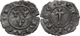 Brindisi o Messina. Carlo I d'Angiò (1266 -1282). Denaro con tre gigli. Sp. 43. MIR 351. MI. g. 0.50 mm. 16.00 R. BB+/qSPL.