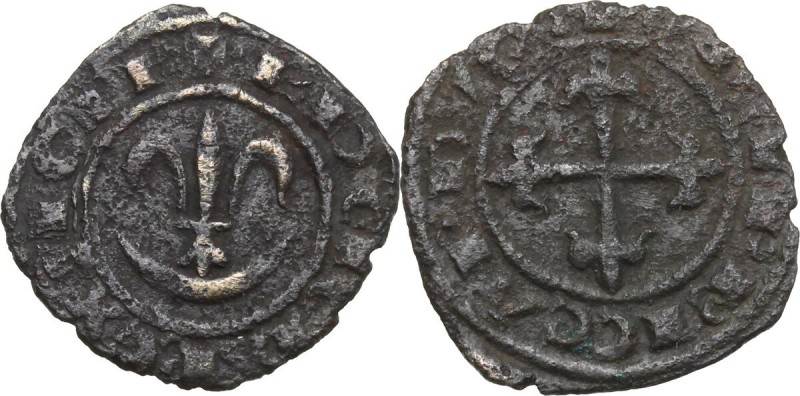 Brindisi o Messina. Carlo I d'Angiò (1266 -1282). Denaro con giglio sopra cresce...