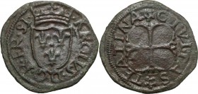 Chieti. Carlo VIII re di Francia (1494-1495). Cavallo. CNI 27. MIR 418. D'Andrea-Andreani 18. AE. g. 1.79 mm. 21.00 RR. qSPL.
