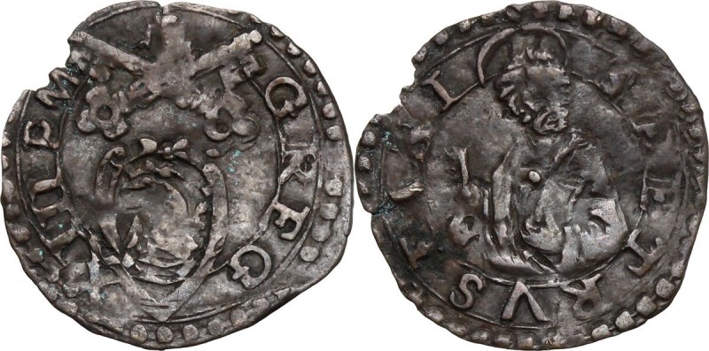Fano. Gregorio XIII (1572-1585), Ugo Boncompagni. Quattrino. CNI 168. M. 402 var...