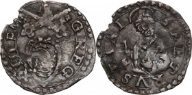Fano. Gregorio XIII (1572-1585), Ugo Boncompagni. Quattrino. CNI 168. M. 402 var. I. Berm. 1273. MI. g. 0.51 mm. 16.50 BB.
