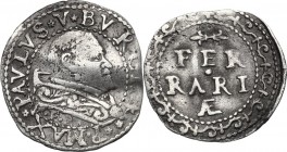 Ferrara. Paolo V (1605-1621), Camillo Borghese. Mezzo grosso. CNI 219. M. 223. Berm. 1608. AG. g. 0.72 mm. 17.00 R. BB.