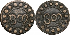 Firenze. Tessera mercantile, XIV-XV sec. Compagnia mercantile non identificata. AE. g. 3.33 mm. 21.50 Lettere B e M(?) su entrambe le facce. qSPL.