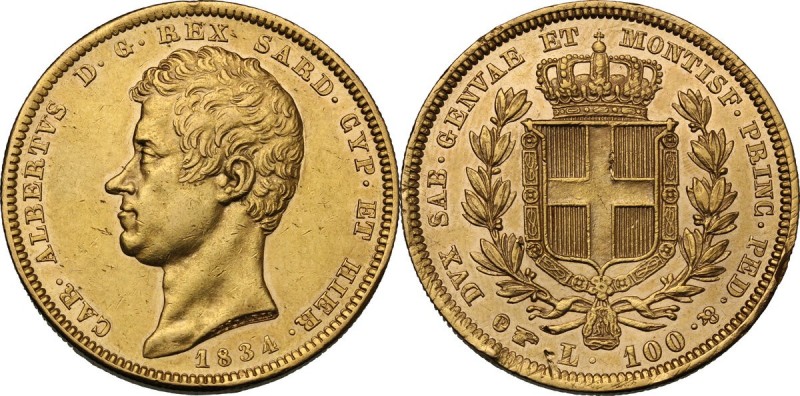 Carlo Alberto (1831-1849). 100 Lire 1834 Torino. Pag. 139. Mont. 5. AU. mm. 34.0...