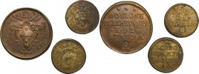 Roma. Clemente XI (1700-1721), Giovanni Francesco Albani. Lotto di 3 pesi monetali: "Doblone delle stampe e di Spagna" per i 4 Scudi d'oro (g. 13.44),...