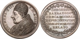 Clemente XIII (1758-1769), Carlo Rezzonico. Medaglia A. III, per la beatificazione di Gregorio Barbarigo. D/ CLEMENS XIII P MA III. Busto a sinistra c...