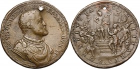 Cosimo II de' Medici (1608-1620). Medaglia per la creazione dellla Milizia Toscana. D/ COSMVS MED FLOREN ET SENAR DVX II. Busto a destra, corazzato e ...