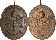 Distintivo di Guardiano di Sanità Marittima dell'Adriatico. Stato Pontificio, inizi del XIX sec. AE. RR. 105 x 83 mm. Appiccagnolo SPL.