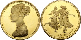 Medaglia tributo con dama del Pollaiolo, XX secolo. AU. g. 13.57 mm. 32.60 Oro 750. FS.
