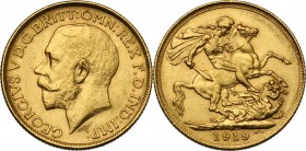 Australia. George V (1910-1936). Sovereign 1919, Sidney mint. Fried. 38. AV. g. 7.98 mm. 22.00 About EF.