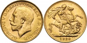 Australia. George V (1910-1936). Sovereign 1920, Perth mint. Fried. 40. AV. g. 7.98 mm. 22.00 About EF.