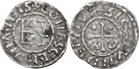 France. Herbert I Éveille-Chien (1014/5-1032/5). Denier, Maine (comté). Dy. 397/99; PdA.1548. Metcalf 44. AR. g. 1.19 mm. 22.00 VF.
