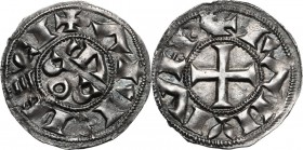 France. Raymond Bernard. Denier, 11th century. Dy. 1177. AR. g. 1.24 mm. 19.40 Nice patina. EF.