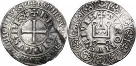 France. Philip IV (1268-1314), called the Fair. Gros Tournois. Cf. Dy. 214. Dy. 217. AR. g. 3.96 mm. 25.70 Graffiti on obverse. About EF.