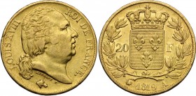 France. Louis XVIII (1814-1824). 20 Francs 1819 A, Paris mint. Fried. 538. Gad. 1028. AV. mm. 21.00 VF/Good VF.
