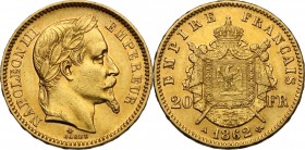 France. Napoleon III (1852-1870). 20 Francs 1862 A, Paris mint. Fried. 584. Gad. 1062. AV. mm. 21.00 Good VF.