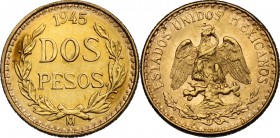 Mexico. 2 Pesos 1945, restrike. Fried. 170R. KM 461. AV. mm. 13.00 Minor scratches. EF.