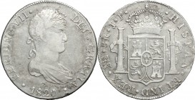 Peru'. Ferdinand VII (1808-1833). 8 reales 1820 J P, Lima mint. Cal. 488. AR. g. 27.03 mm. 38.00 VF.