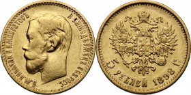 Russia. Nicholas II (1894-1917). 5 Rubles 1898, Saint Petersburg mint. Bitkin 18/21. Fried. 180. AV. g. 4.25 mm. 18.50 VF.