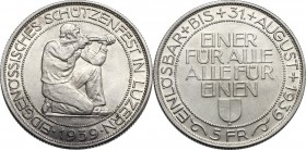 Switzerland. 5 francs (Schützentaler) 1939 B, Luzern mint. HMZ 2-1345. AR. g. 19.43 mm. 33.50 UNC.