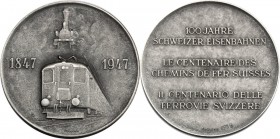 Switzerland. Schweizer Eisenbahnen. Medal 1947 celebrating the centenary of Swiss railways. AR. mm. 33.50 Inc. Huguenin. EF.