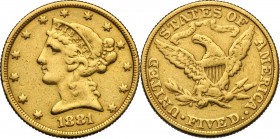 USA. 5 Dollars 1881. Fried. 143. AV. g. 7.93 mm. 21.00 Ex jewelry. VF.