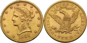 USA. 10 Dollars 1900. Fried. 158. AV. g. 16.70 mm. 27.00 Minor nicks. Good VF/EF.